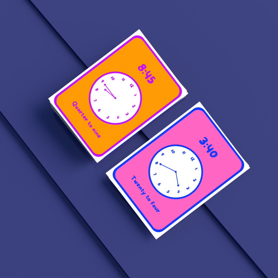 Telling Time Flashcards | Matching Clocks & Time Words | Printable