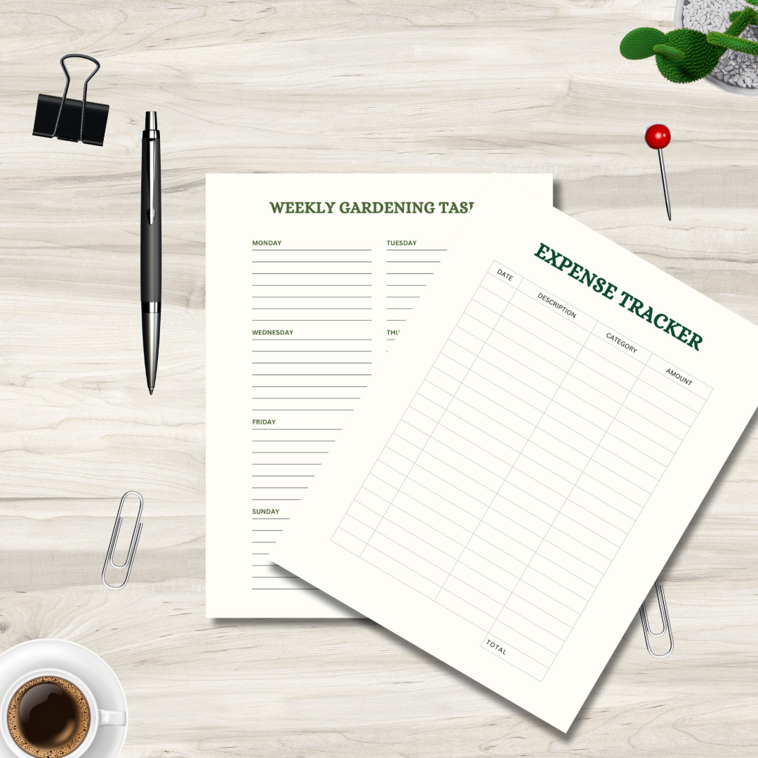 Printable Gardening Planner | 12 Page Garden Planning Binder, Plant Tracker, Watering Schedule, Expense Tracker, Seasonal Planner | PDF Download
