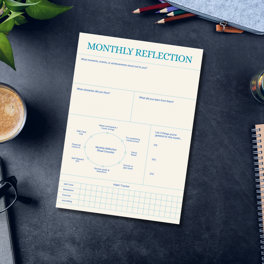 Monthly Reflection One-Sheet | Printable Mindfulness & Habit Tracker