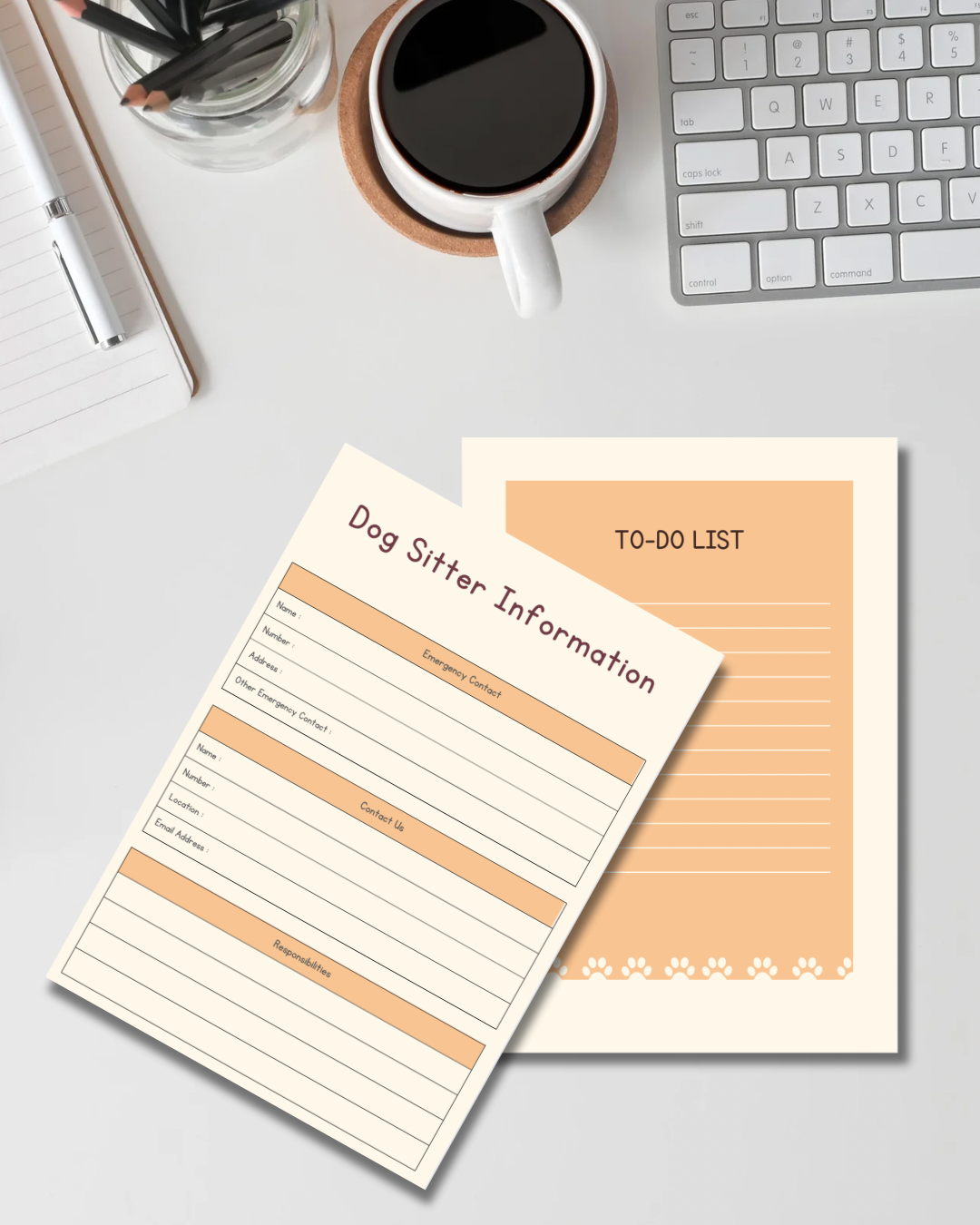 Printable Dog Care Planner | Pet Care Tracker, Dog Sitter Information, Daily & Weekly Planner | 8 Page Printable PDF