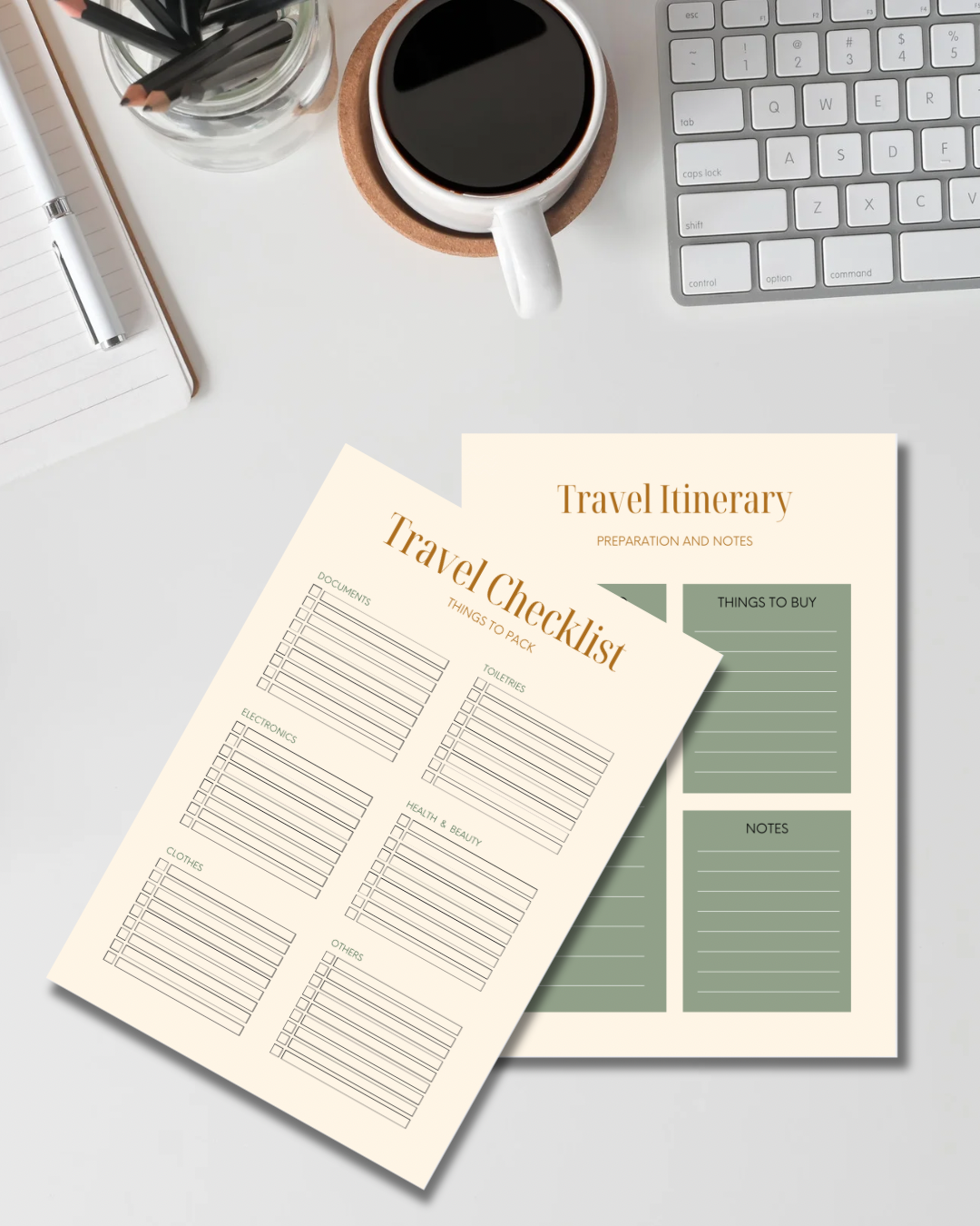 Printable Travel Planner | 34 Page Travel Itinerary, Trip Planner, Packing Checklist, Budget Tracker & Notes | PDF Download