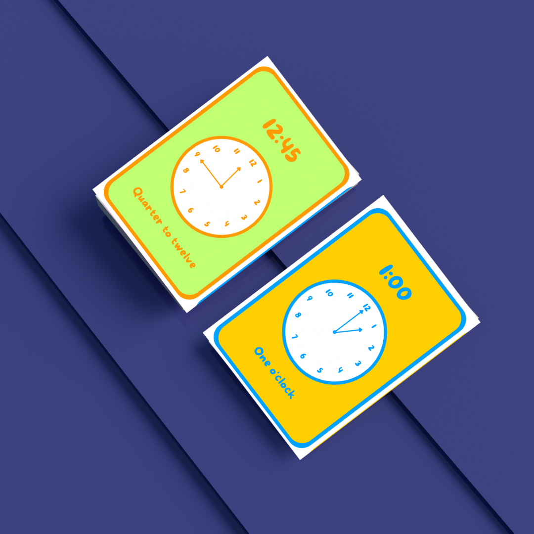 Telling Time Flashcards | Matching Clocks & Time Words | Printable