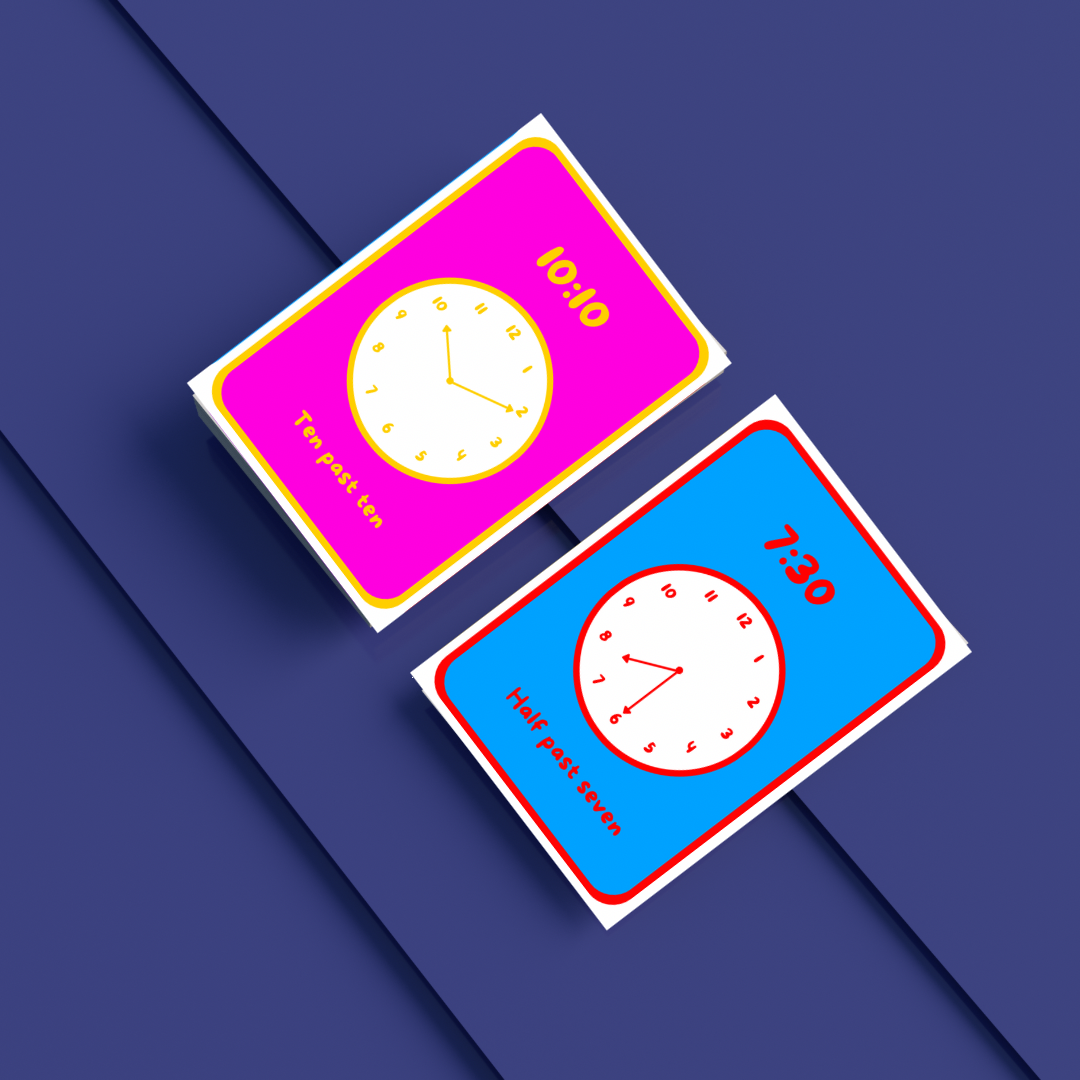 Telling Time Flashcards | Matching Clocks & Time Words | Printable