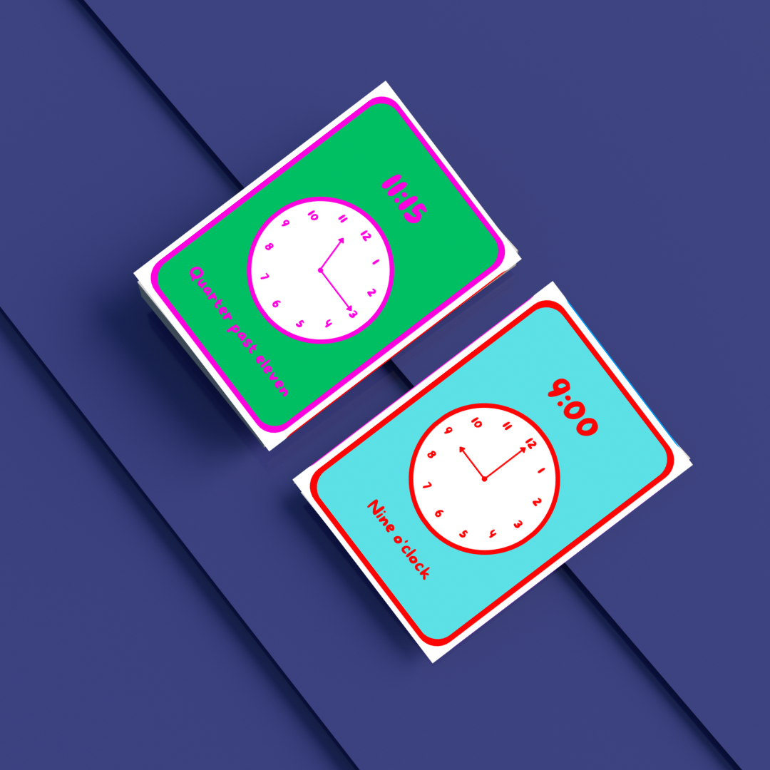 Telling Time Flashcards | Matching Clocks & Time Words | Printable