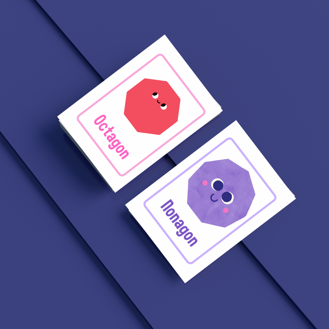 Printable Shape Flashcards for Kids | 15 Cute Shapes With Faces | Early Years Learning & Classroom