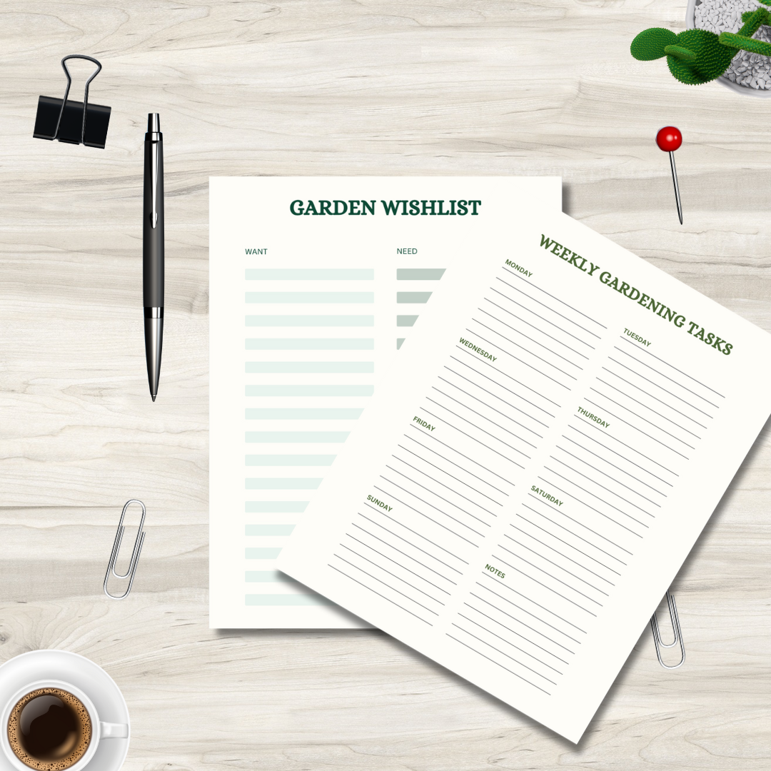 Printable Gardening Planner | 12 Page Garden Planning Binder, Plant Tracker, Watering Schedule, Expense Tracker, Seasonal Planner | PDF Download
