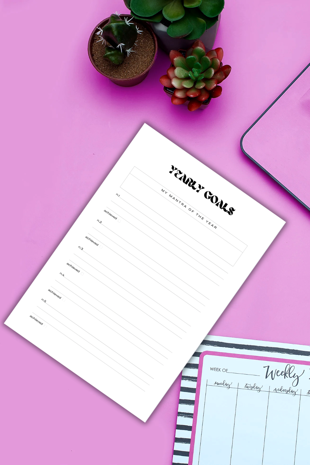 Witchy Aesthetic Productivity Planner | 93 Page Black Minimalist Goal Setting, Weekly & Monthly Organiser | Digital Download