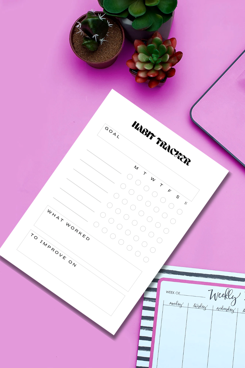 Witchy Aesthetic Productivity Planner | 93 Page Black Minimalist Goal Setting, Weekly & Monthly Organiser | Digital Download