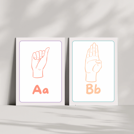 Aesthetic Sign Language Alphabet Flashcards | Pastel ASL Letters A-Z | Printable Learning Cards