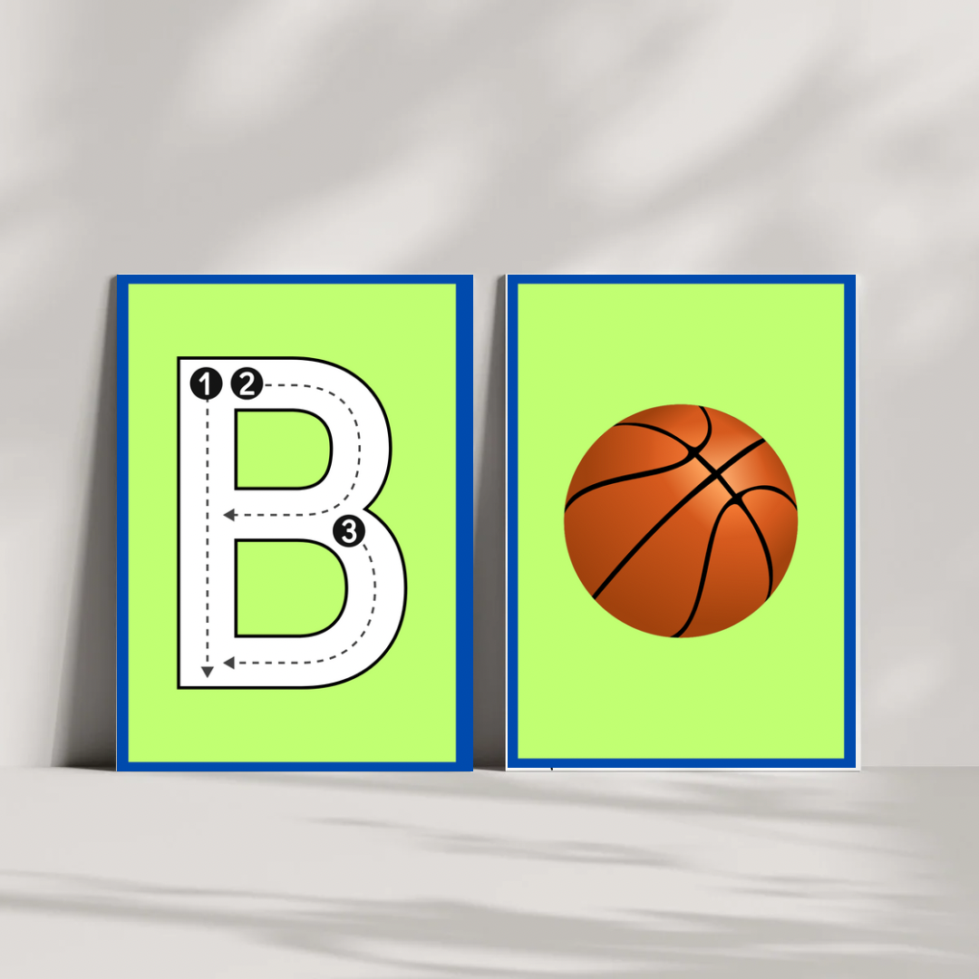 Uppercase Letter Tracing Alphabet Flashcards With Matching Picture | Printable ABC Worksheets | Preschool & Kindergarten Learning Cards