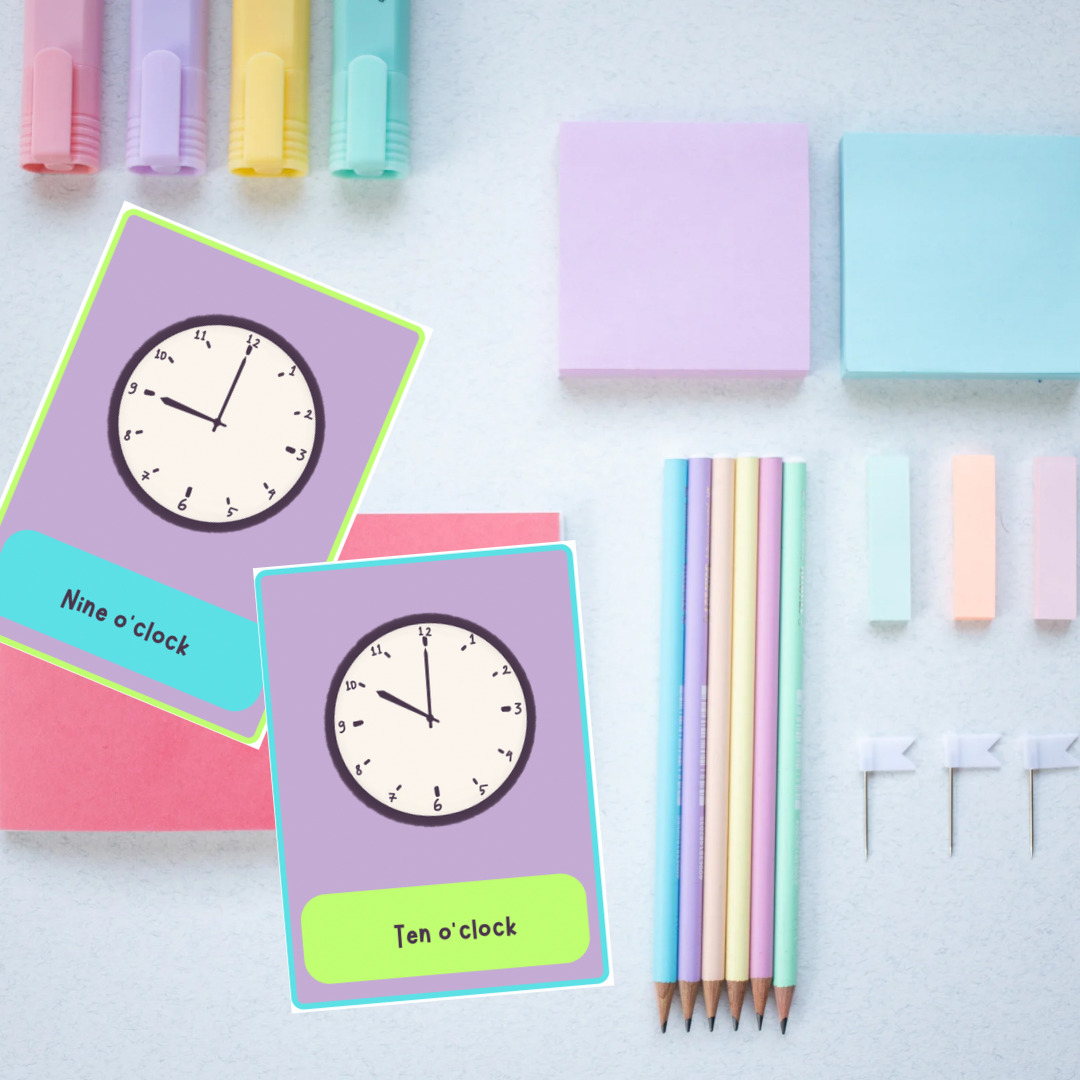 Telling Time Flashcards | Hours of the Clock | Printable Kids Learning Cards