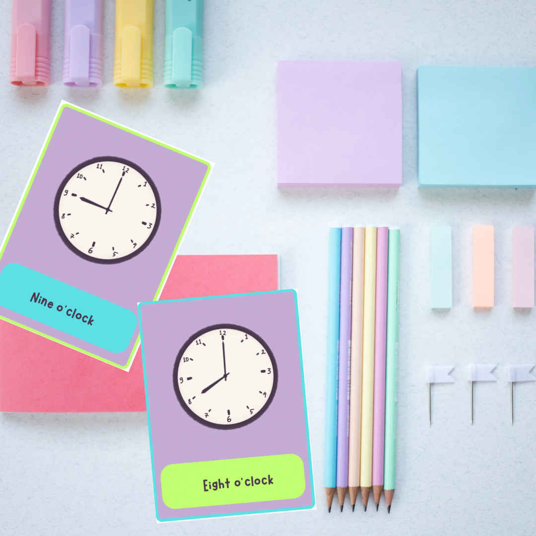 Telling Time Flashcards | Hours of the Clock | Printable Kids Learning Cards